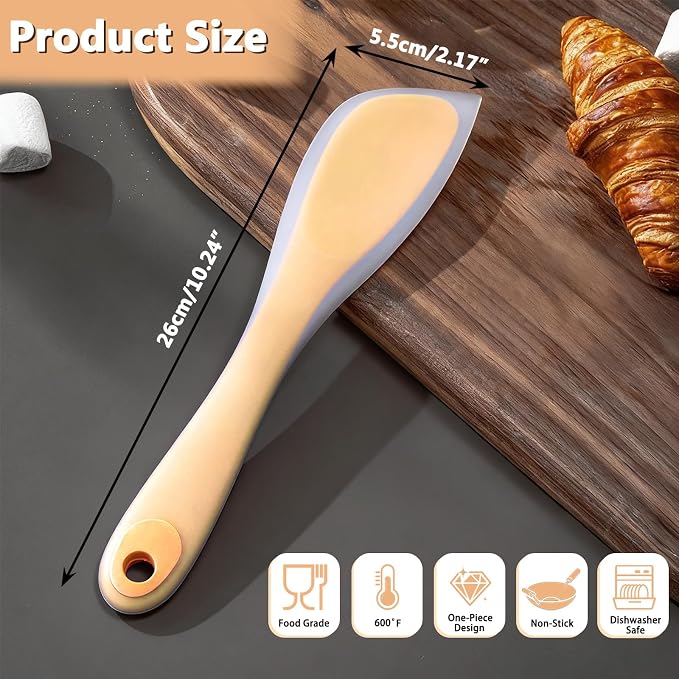 Silicone Jar Spatulas, 10 Inch Narrow Spatula Set for Scraping Peanut Butter, Sourdough, Jam in Small Containers, Blenders and Baking (Yellow, 1)