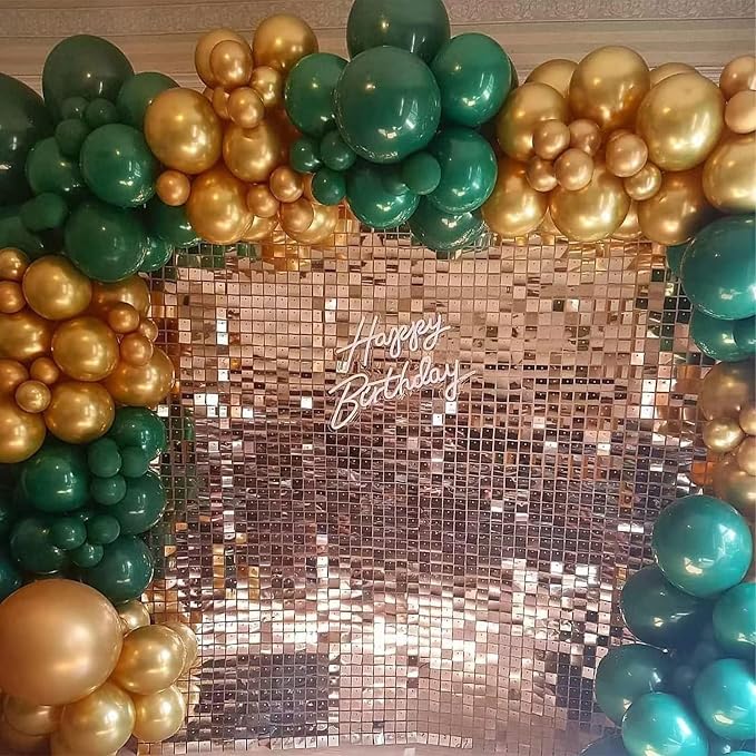 Green and Gold Balloon Arch Garland Kit, Metallic Gold and Latex Dark Green Balloons Different Sizes 18/12/10/5 inch for Wedding Birthday Graduation Anniversary Jungle Safari Themed Party Decorations