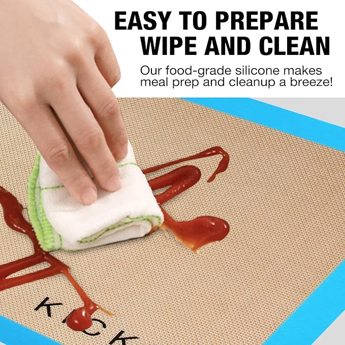 Silicone Baking Mat Large Baking Mat Set of 3, 2 Half Sheets 16.5" x 11.6" +1 Quarter Sheet,Reusable Non-Stick Food Safe Bakeware Liners for Cookies, Macarons, Bread Pastry Keep Oven Pans Clean