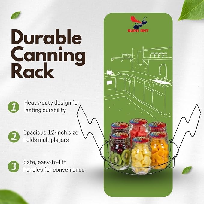 Supa Ant 2 Pack Canning Rack for Stock Pot (12 in.) Stainless Steel Canning Jar Rack with Handles – Water Bath Canning Rack Supplies Kit for Mason Jars – For Water Bath Canning Only
