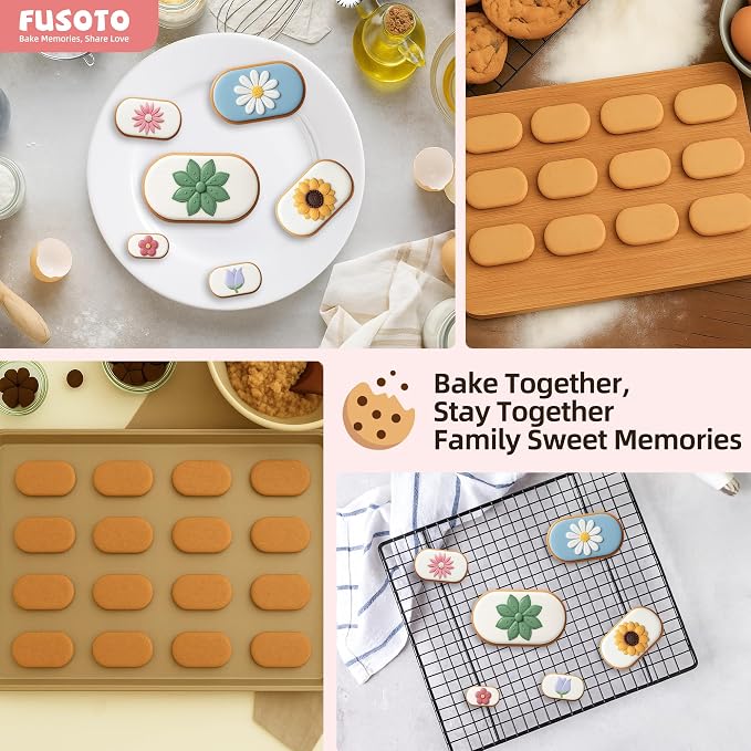 FUSOTO 6PCS Ellipse Cookie Cutters Set, Stainless Steel Kitchen Baking Supplies, for Biscuit, Homemade Cookies, Cake Decorating, Geometric Cookie Cutter, (1.5", 2", 2.5", 3", 3.5", 4"), Ellipse