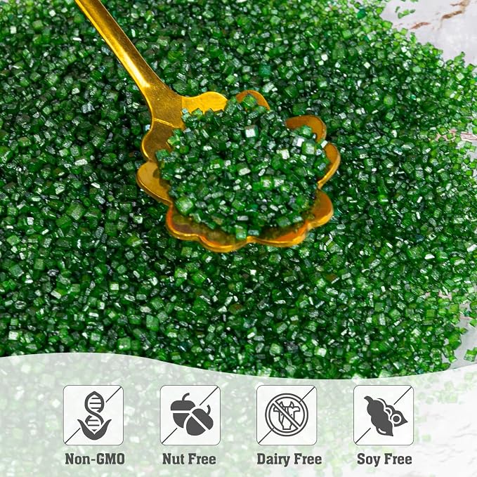 Twisweet Green Sprinkles, Edible Sanding Sugar Crystals for Cake Decorating, Extra Fine Candy Sprinkles for Baking, Cupcake Topping Ice Cream Donut Cookies Decoration, Wedding Party Christmas Supplies (150g/5.3oz)