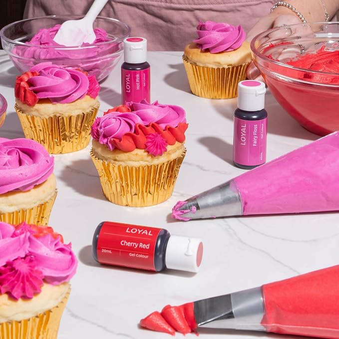 Loyal Gel Food Coloring | Vibrant Color for Buttercream, Fondant, Royal Icing, Gum Paste, Marzipan and Cake Batter | Gel-Based Concentrated Food Dye - 20ml Cherry Red
