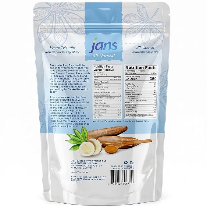 Jans Cassava Flour All-Purpose Flour Alternative (2 lbs, Pack of 12) All-Natural, Non-GMO & Gluten-Free, Grain-Free, Paleo, AIP & Vegan Friendly