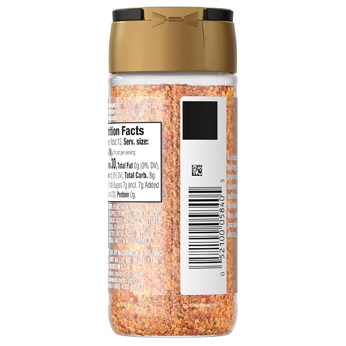 McCormick Finishing Sugar, Apple Cider, Limited Edition, Sweet Blend of Tart Apple and Warm Spices, For French Toast, Cookies, Muffins, Pancakes, Donuts, and More, 3.61 oz