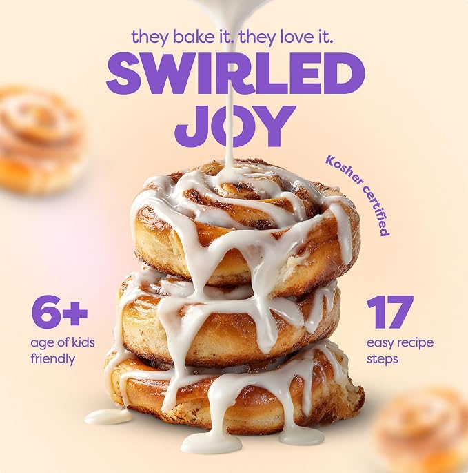 BAKETIVITY Kids Baking DIY Activity Kit - Bake Delicious Cinnamon Buns with Pre-Measured Ingredients – Best Gift Idea for Boys and Girls Ages 6-12