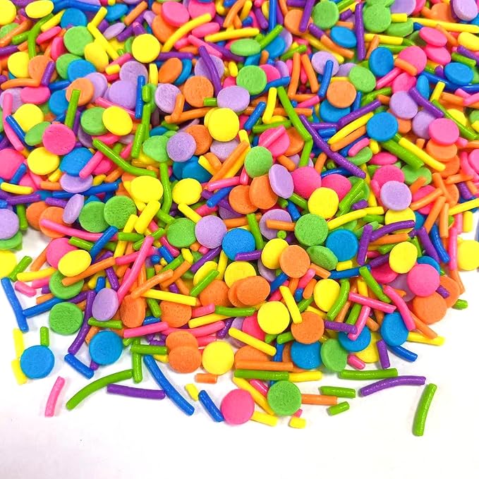 Sentovac Colorful Neon Sprinkles Edible Rainbow Confetti Jimmies Mix for Cake Decorating Candy Cupcake Cookie Baking Ice Cream Dessert Halloween Christmas Holiday Decorations