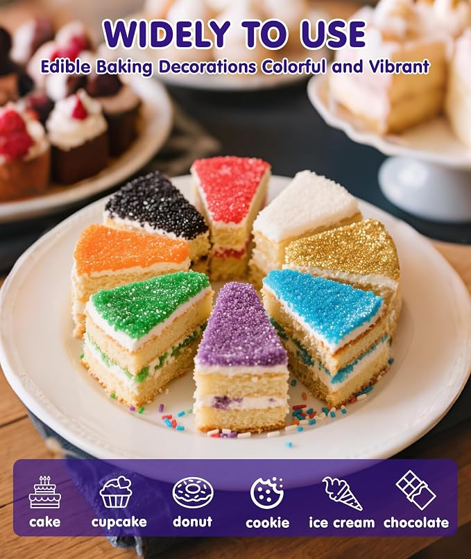 Edible Purple Sanding Sugar Sprinkles,King Cake Sugar,Edible Crystals for Cake Decorating,150g,Coarse Sugar Sprinkle Mix for Baking,Donuts,Cookies,Ice Cream,Fondant Cake,Caramel Apples,Cupcakes,Desserts Topper Mardi Gras Decoration Supplies