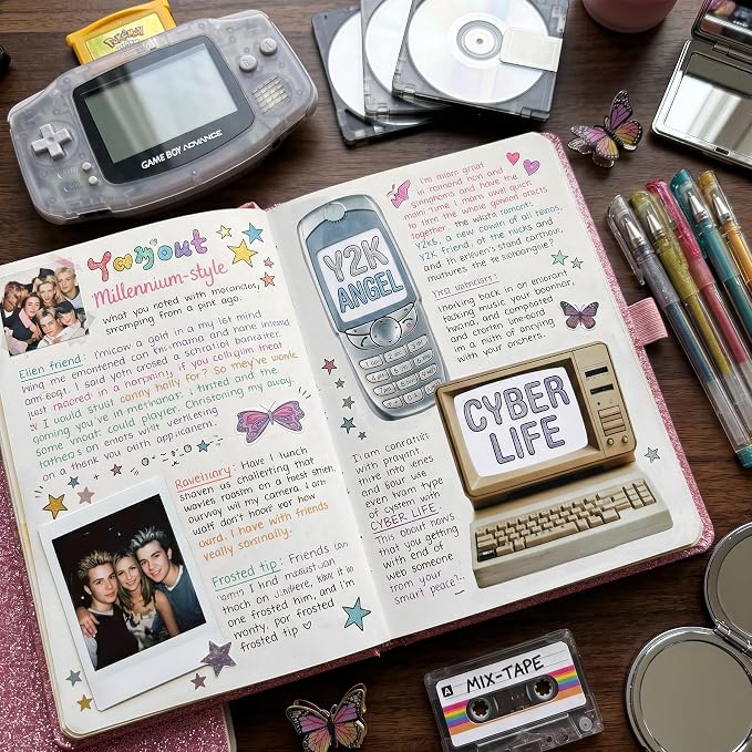 100 Pcs Y2K Retro Tech Stickers with DIY Blank Screens - Vintage Electronics Decals for Scrapbooking, Bullet Journaling, Laptops & Phone Cases