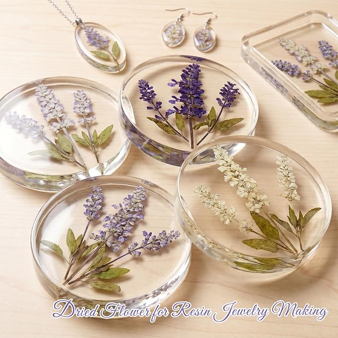 48 Pcs Natural Dried Pressed Garden Sage Flowers for Cake Decorating, Real Dry Flower for Resin Jewelry Making, DIY Bookmarks Art Crafts(Garden Sage)