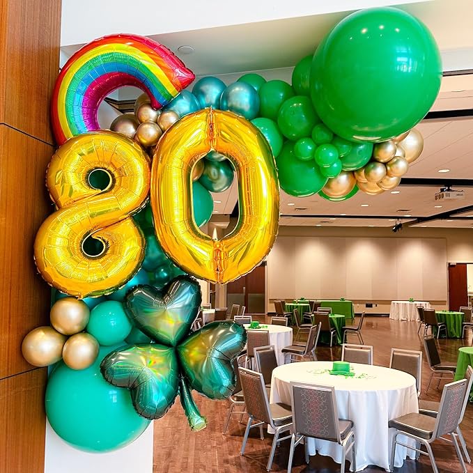Voircoloria 90pack Green Balloons Different Size 18/12/10/5 Inch Green Balloon Garland Arch Kit for Graduation, St. Patrick's Day, Dinosaur, Jungle, Forest, Wedding, Birthday, Christmas Decorations