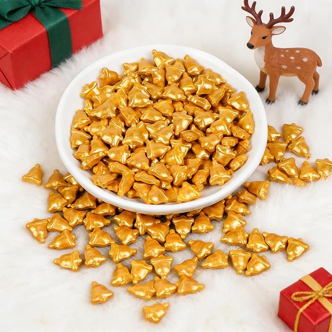 Edibles Gold Bells Sprinkles for Cake Decorating, 150g/5.29oz, Golden Sprinkles Edible, Metallic Sugar Bell Shape Sprinkle, Cupcake Decoration, Cookies Donuts Topper, Baking Party Supplies