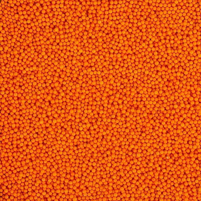 Orange Nonpareils Sprinkles, 2mm Edible Pearls for Cake Decorating, 4.6oz Mini Sugar Pearls for Baking, Cupcake, Cookie, Ice Cream Toppings, Thanksgiving Halloween Fall Easter Holiday Party Supplies