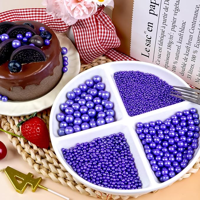Dazzjoy Purple Pearl Sprinkles, 150g/5.29oz, Edible Purple Sprinkles for Cake Decorating, Cake Decoration & Cupcake Toppers, Cookies, Ice Cream, Wedding Party Valentines Supplies