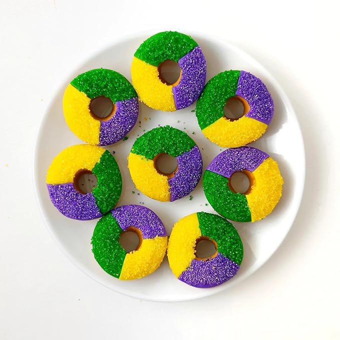 Edible Mardi Gras Sprinkles, Purple Yellow Green Gold Medium Decorative Sanding Sugar for Cake Decorating, Baking, Ice Cream, Cookies, Cupcake Topper Decorations, 7.4oz