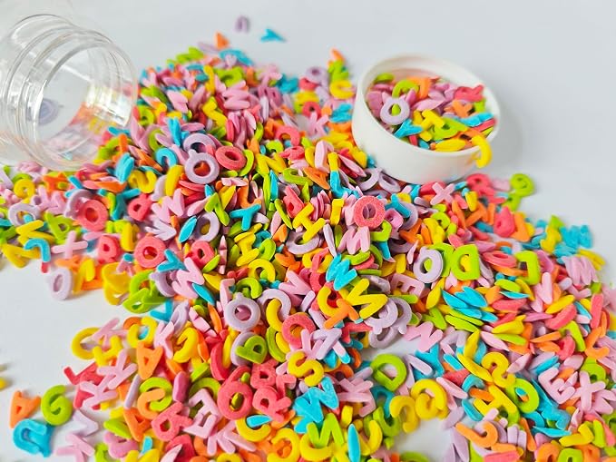 Colorful edible school enrollment Letters Sprinkles- Sugar decoration for the start of school - ABC alphabet figures for cakes and cupcakes Decorating, 3.17oz
