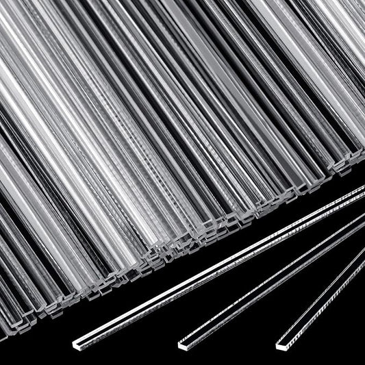 Beeveer 100 Pcs 7.87" Flat Clear Sticks for Cake Toppers Acrylic Candy Cake Pops Sticks Lollipop Reusable Candy Rods for DIY Cupcake Chocolate Cookie Dessert Decorations