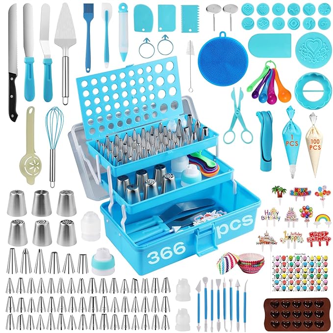 366 Pcs Cake Decorating Tools Supplies Kit With Storage box,Dessert Piping Syringe And Icing Tips Set,Cupcake Decorating Piping Kit for Beginners,Baking Enthusiasts And Professionals
