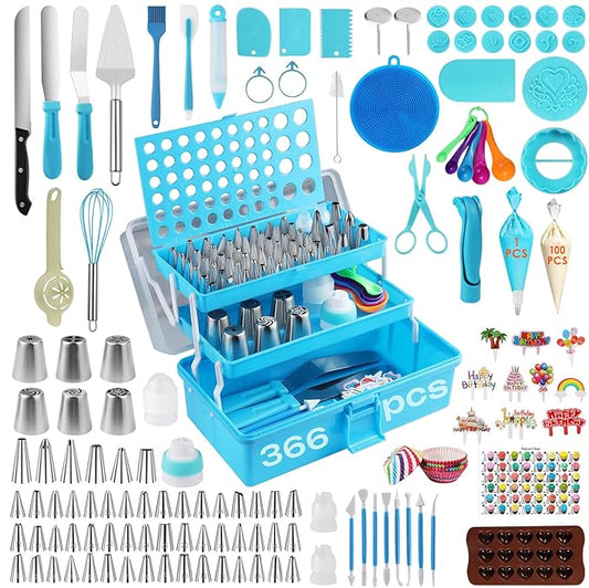 366 Pcs Cake Decorating Tools Supplies Kit With Storage box,Dessert Piping Syringe And Icing Tips Set,Cupcake Decorating Piping Kit for Beginners,Baking Enthusiasts And Professionals
