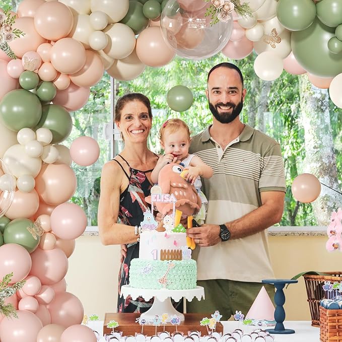 Pink and Sage Green Balloon Arch Kit 131 Pcs Dusty Pink Green Balloons Different Size for Wedding Birthday Baby Shower Gender Reveal Decorations