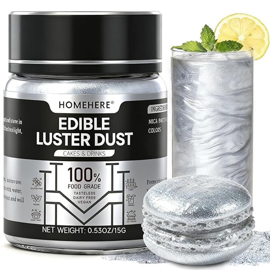 HomeHere Edible Luster Dust Food-Grade Glimmer Powder Glitter for Cake Decorating 15g, Edible Sprinkle Glitter for Cocktails Drinks Baking Candy Dessert Chocolate Vegan Tasteless