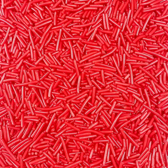 Sentovac Red Jimmies Sprinkles Edible for Cake Decorating Red Sprinkles Sugar Candy Cookie Cupcake Topper Ice Cream Baking Decorations Wedding Halloween Christmas Supplies 3.53oz