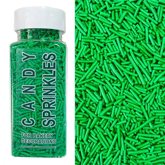 Sentovac Green Jimmies Sprinkles Edible for Cake Decorating Green Sprinkles Sugar Candy Cookie Cupcake Topper Ice Cream Baking Decorations Wedding Halloween Christmas Supplies 3.53oz