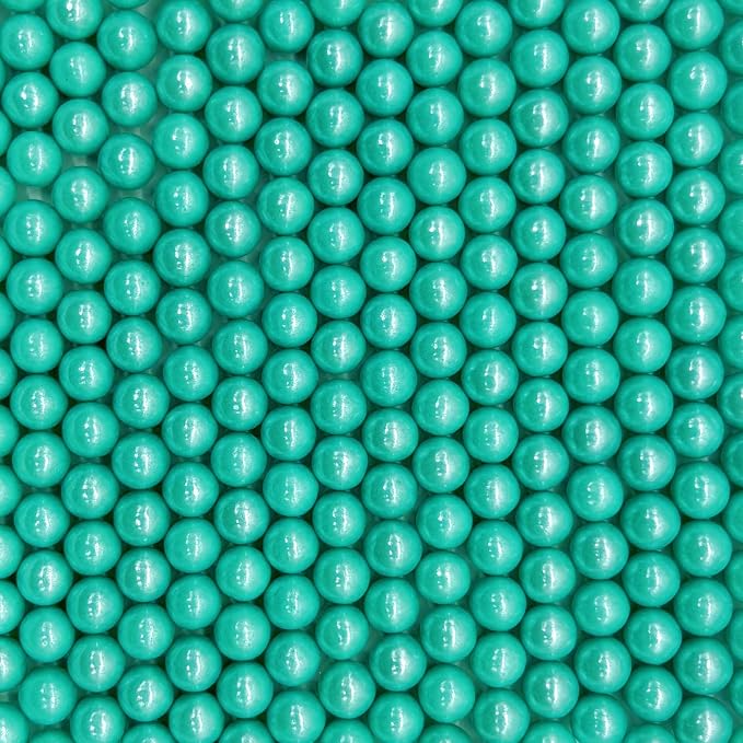 Edible Peacock Green Pearl Sugar Sprinkles Candy 7mm Mini Pearls Cake Decorations Cupcake Toppers Cookie Decorating Perfect for Wedding Party Valentine Halloween Christmas Supplies 3OZ