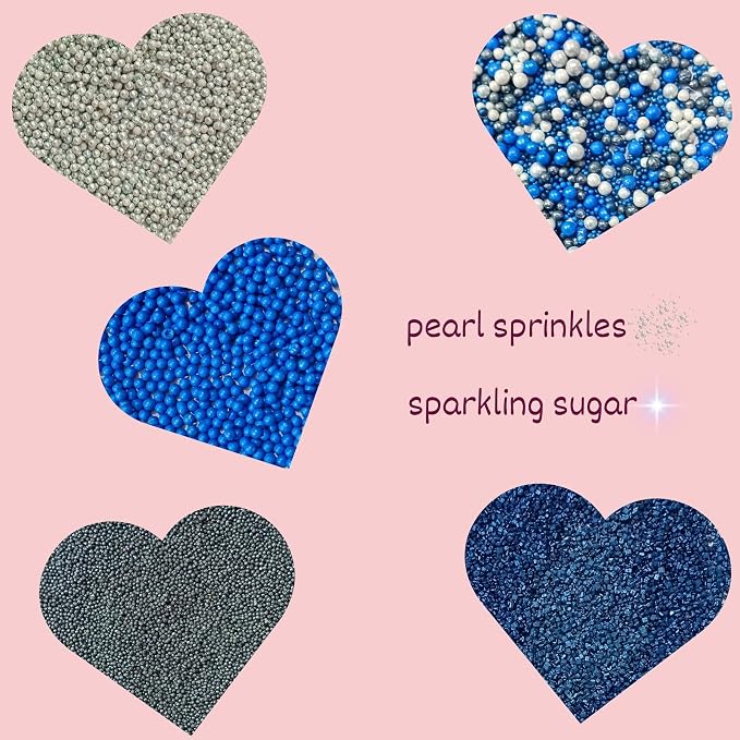 Confect Sprinkles- Graduation Day Disco Ball Mix Sprinkle – 5-Pack Assorted Silver, Black & Blue Dragees with Navy Blue Sparkling Sugar – Edible Decorations for Cakes, Cupcakes & Cookies –Vegan, Gluten-Free, Nut-Free, Soy-Free, Dairy-Free, Palm Oil-Fre...