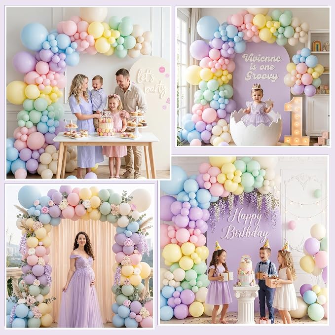 SNLN Purple Pastel Balloon Arch Kit, 140Pcs Lavender Pink Blue Balloons for Baby Shower Gender Reveal Birthday Wedding Bridal Shower Party Decorations
