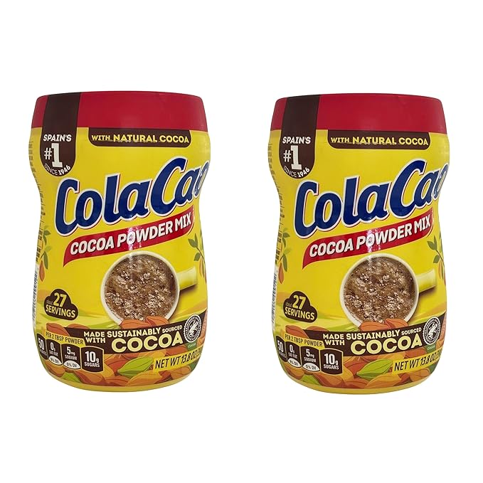 Cola Cao Cocoa Powder Mix 2 PACKS 13.8 oz (390 g) per unit. Colacao chocolate drink mix. Colacao original España. Natural Cocoa with no additives. (2)