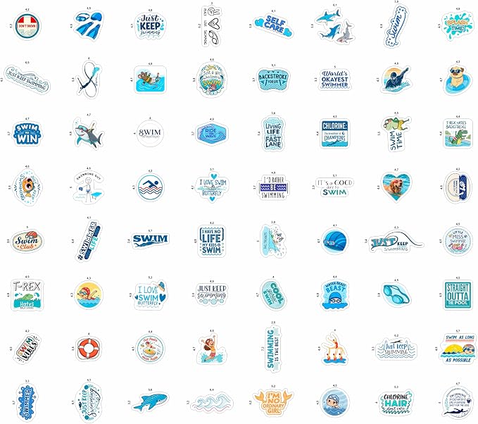 100Pcs Swim Stickers, Swimming Stickers for Water Bottles - Funny Swimmer Gifts for Swimmers - Swim Party Supplies, Decorations - Gift for Women & Men