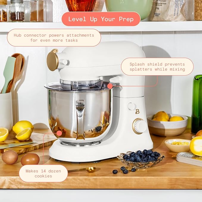 6 Quart Stand Mixer, 600W Tilt-Head Electric Kitchen Mixer with 12 Speeds, Stainless Steel Bowl, Dough Hook, Whisk & Beater, Multifunction Food Mixer