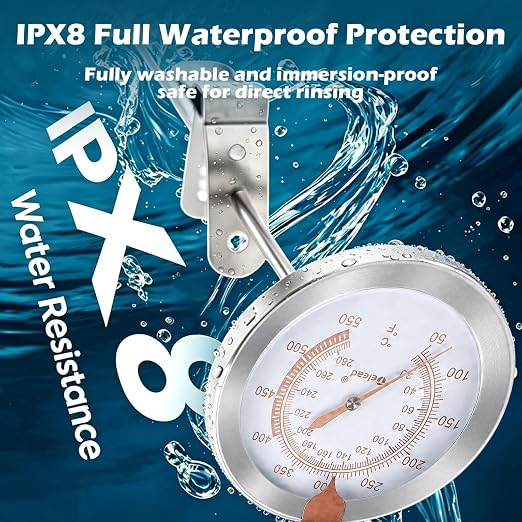 Waterproof Instant Read Candy Thermometer Pink | IPX8 waterproof,9" food-grade instant read probe,anti-scratch clip for candy,frying,BBQ