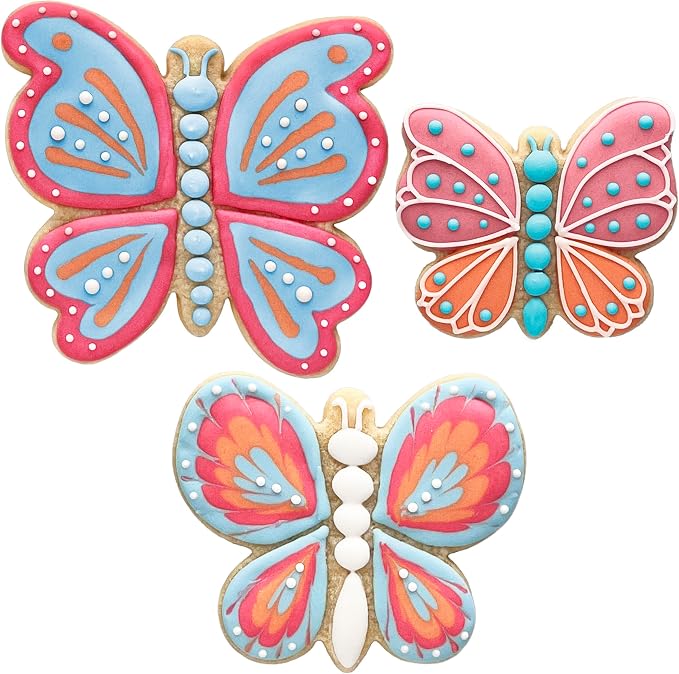 Ann Clark Cookie Cutters Butterfly Cookie Cutters 3-Pc. Set Made in USA, Small, Medium, and Large Butterflies