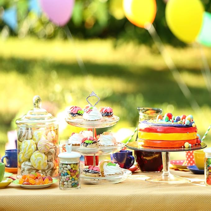 3 Tier Cake Stand Hardware Kits Heavy Duty for Tiered Fruit Cake Plate Stand Stable Handle Fitting Hardware Rod Cupcake Holder Support Silver Crown 5 Sets（Plate not Included）