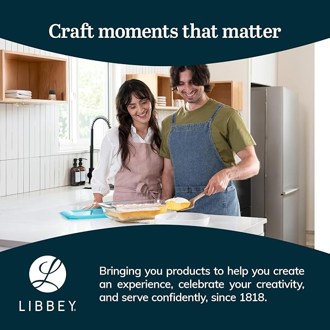 Libbey Baker’s Premium 2 Piece Glass Baking Dish Set, Stackable Casserole Dish with Lid Set, Baking Glassware for Casseroles, Lasagna, Brownies, Cakes