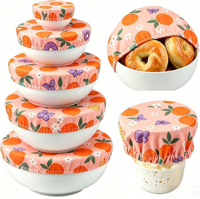 Bowl Covers Reusable Bread Proofing Bowl Covers Sourdough Bread Baking Accessories, Oranges