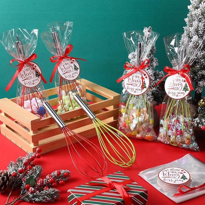 FoldTier 16 Sets 12 Inch Whisks Bulk DIY Fillable Whisk Gifts Colored Silicone Whisks for Cooking Heat Resistant Egg Beaters for Candy Holder Party Favors