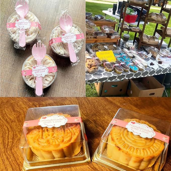 Food Retail Package Seal Stickers 9x1 Inch Safe Secure Tamper Evident Lids Stickers 250 Pcs Tamper Resistant Stickers,Baking Gift Box Sticker for Handmade Baking Craft Arts,Hand Made Sticker