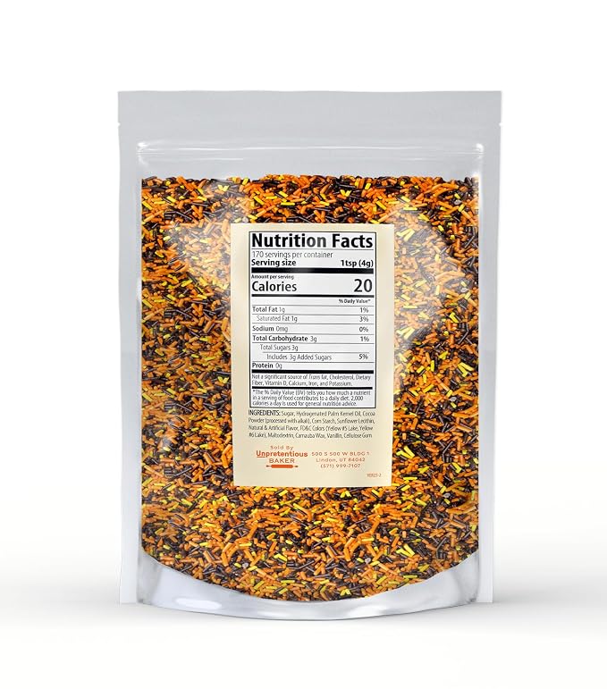 Unpretentious Orange, Yellow & Brown Sprinkles (1.5 lb) Autumn Mix Jimmies, Gluten Free, Orange, Yellow, & Brown Sprinkles