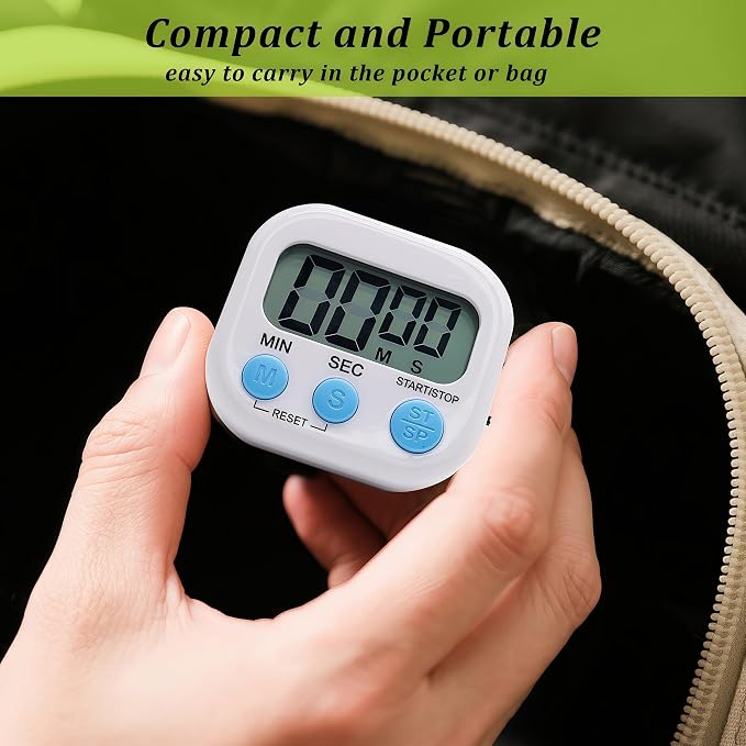 12 Pack Multi-Function Electronic Timer - Kitchen Timer,Magnetic Digital Timers,Big LCD Display, ON/Off Switch,Extensively Use in Cooking,Gym, Meeting, Classroom,Kitchen,Study,Work,Outdoor Activities