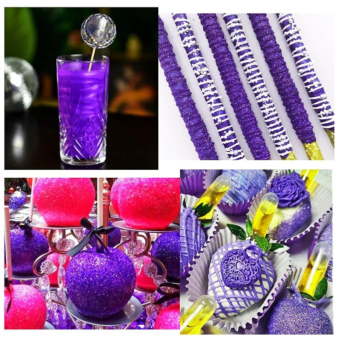 Edible Glitter Spray - 20g Luster Dust Edible Food Grade Glitter for Cake Decorating, Cocktails, Drinks - Shimmer Dust Powder Metallic Food Coloring Powder for Cookie, Candy, Icing (Purple)
