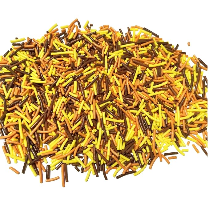 Senchanting Orange Yellow Brown Jimmies Sprinkles, Edible Fall Themed Sprinkle Mix, Autumn Thanksgiving Birthday Jimmy Sprinkles Toppers for Decorating Baking Cupcakes Cake Cookies Ice Creams Donuts Candy