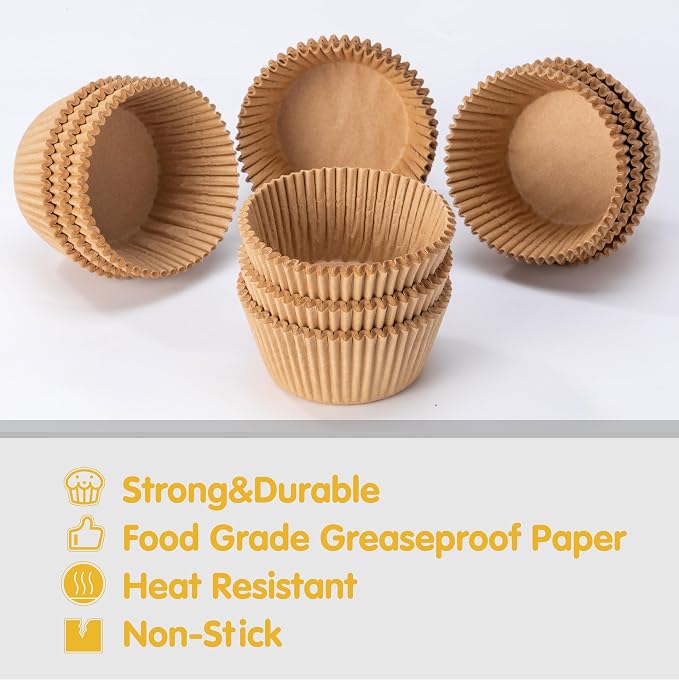 Jumbo Cupcake Liners 300 pcs Natural Muffin Liners No Smell,Food&Grade,Greaseproof Paper Baking Cups, Cupcake Wrappers for Party,Christmas by GoldenBakeryFamily