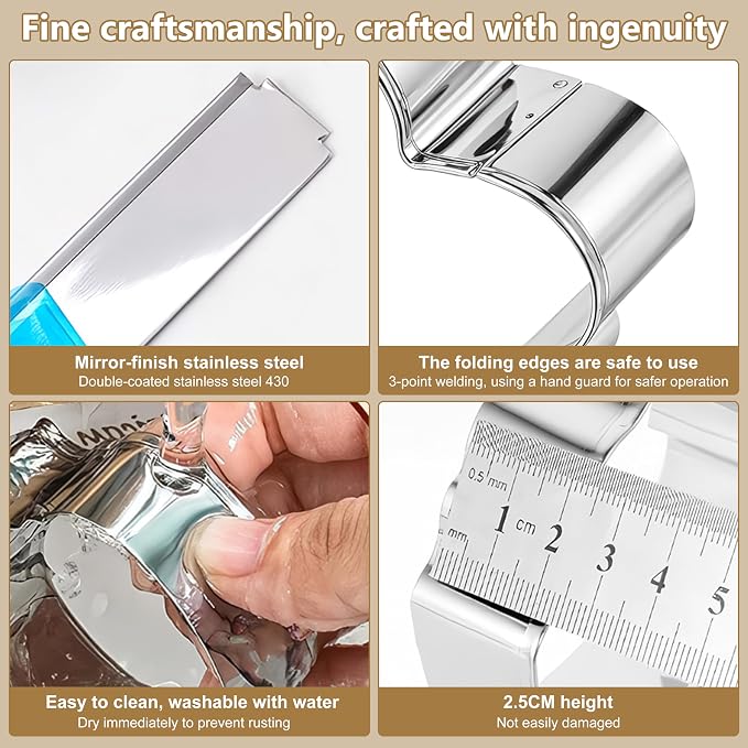 10 Pieces Plaque Frame Cookie Cutter Stainless Steel Biscuit Cutter Difference Shapes,Biscuit Wedding Baking Decorations Holiday Party (silver)