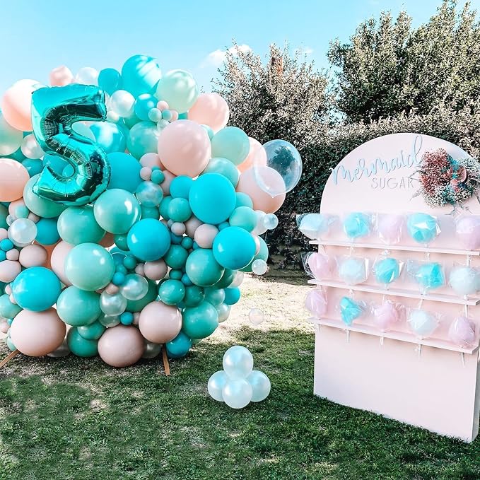 Voircoloria 130pcs Teal Balloons Different Sizes 18" 12" 10" 5" Turquoise Blue Balloons for Boys Girls Baby Shower Wedding Anniversary Graduation Engagements Birthday Party Decorations