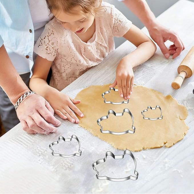 5 PCS Pig Cookie Cutters Set, Stainless Steel Piggy Farm Pig Shaped Cookie Cutter Biscuit Cutters Molds Baking Molds for DIY Crafts Farm Animal Theme Party Homemade Treats Baking