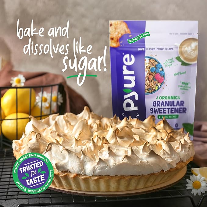 Pyure Organic Stevia Blend | Granulated Sugar Substitute with Zero Calories & Carbs | Keto, Diabetic & Vegan Friendly | Sugary Taste Alternative | USDA Organic, Non-GMO | Erythritol Free | Good For Baking | 1.5lb (24oz)