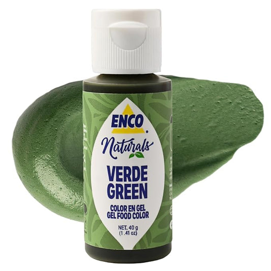 ENCO Natural Food Coloring Gel Green (1.41 oz) – No Artificial Dyes, Vibrant Colors for Icing, Buttercream & Fondant – Kosher & Vegan Colors – Baking & Cake Decorating